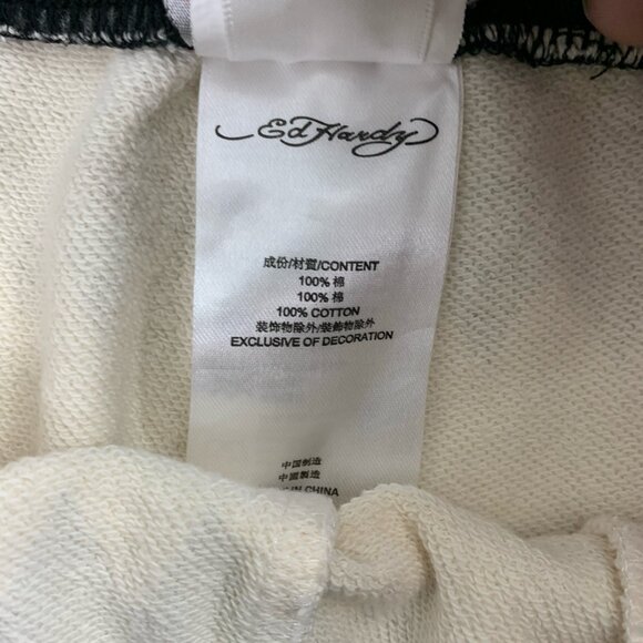 Cruel Play Ed Hardy Sweat Shorts Womens Medium Lion Rhinestones Aztec Tribal 5” - Picture 10 of 12